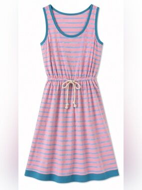 Striped Pink and Blue Sleeveless Dress